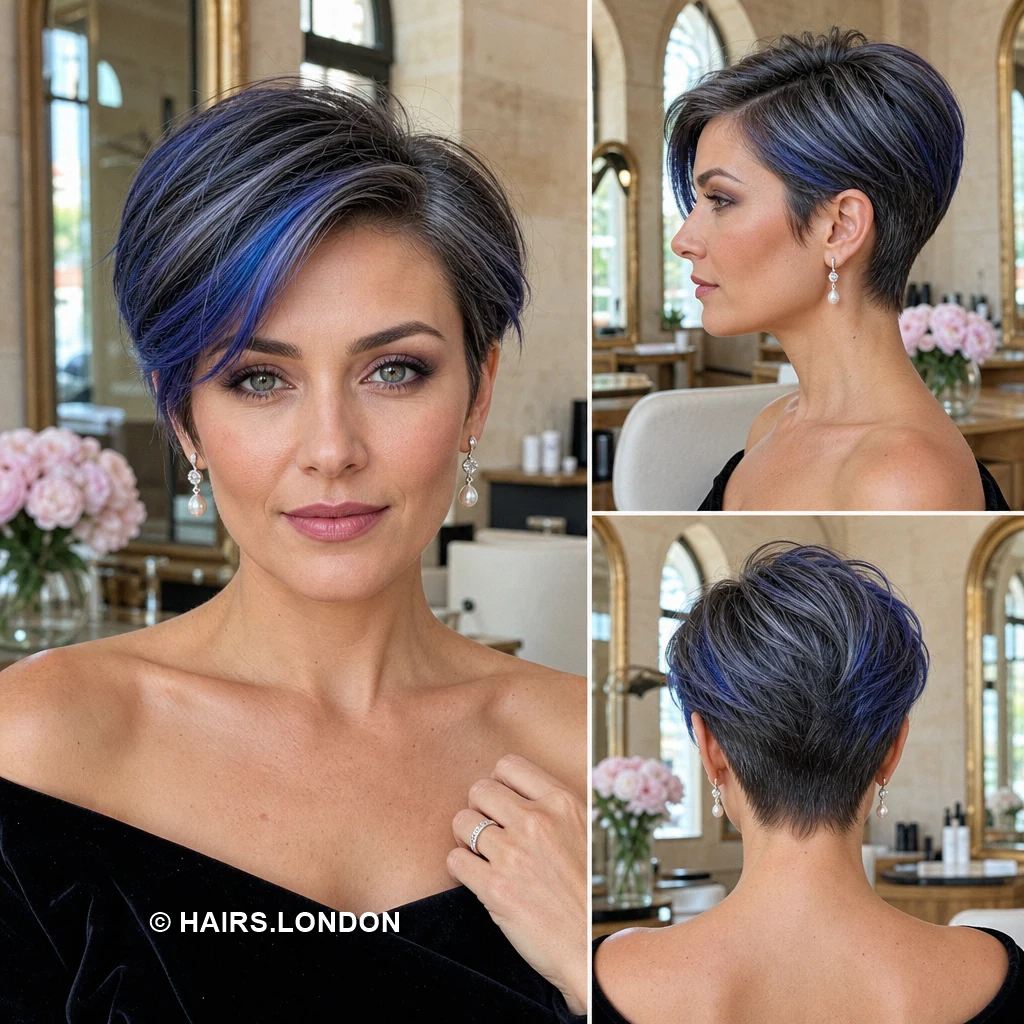 19 Blue Pixie Haircuts with Texture, Swept Fringes, and Teal Details Teal Fringe Pixie