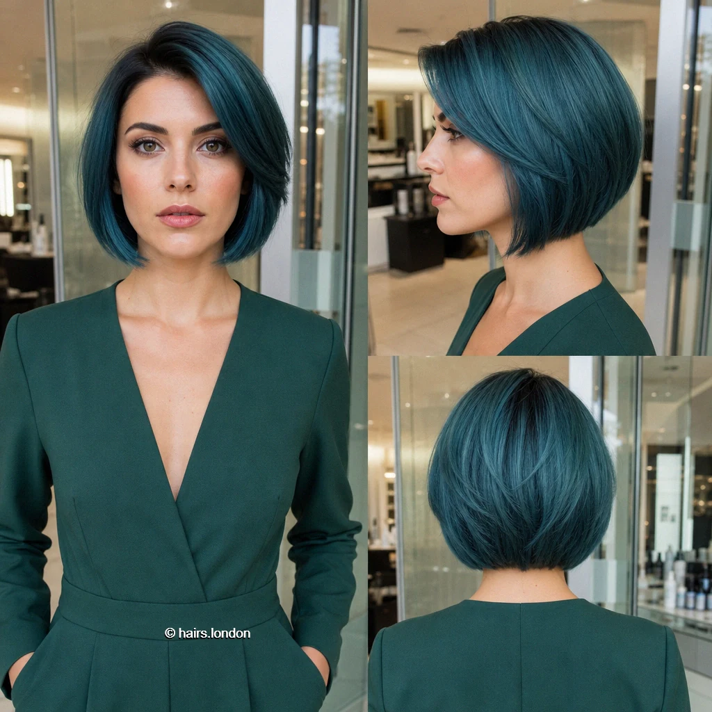 20 Blue and Green Bob Haircuts, From Smooth Lines to Soft Layers Teal Graduated Bob
