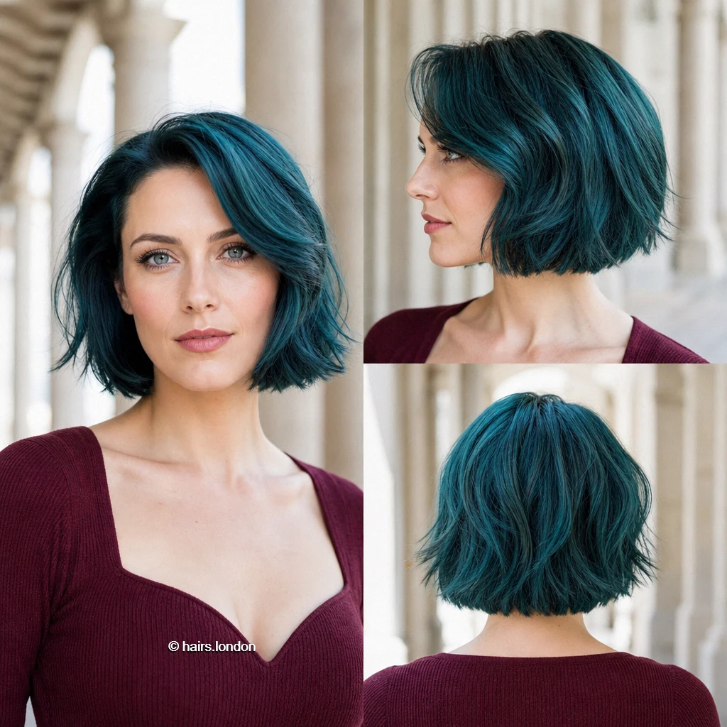 20 Teal Bob Haircuts, From Sleek Jaw-Length Shapes to Textured Short Bobs Teal Layered Bob