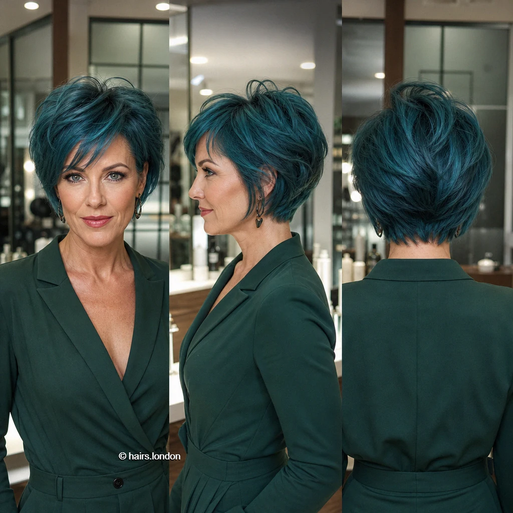 20 Blue and Green Bob Haircuts, From Sleek Angles to Tousled Layers Teal Layered Bob