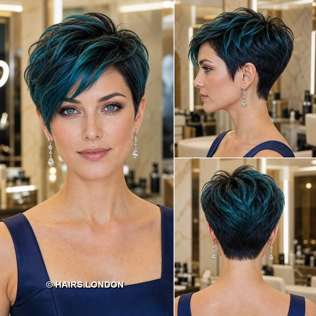 20 Teal Pixie Haircuts, from Spiky Crops to Swept Styles Teal Layered Pixie