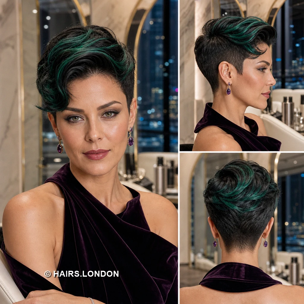 19 Teal Pixie Haircuts With Curls, Texture, and Sculpted Height Teal Pointed Crop
