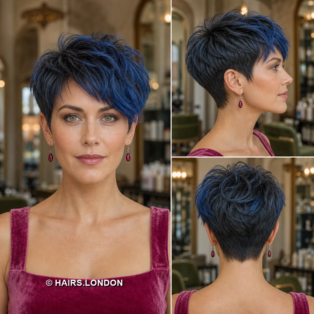 19 Blue Pixie Haircuts, From Cobalt Sweeps to Teal and Silver Layers Teal Pointed Crop
