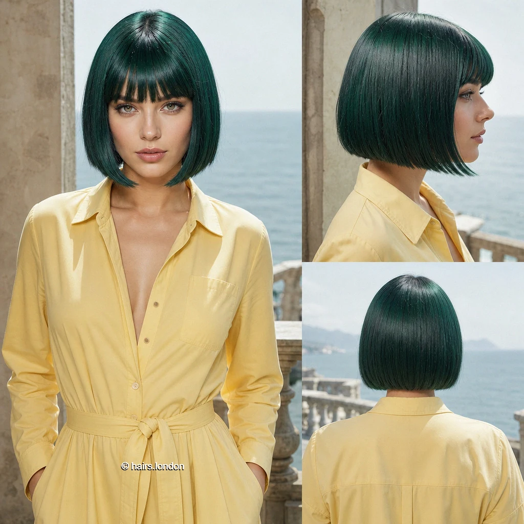 20 Teal Bob Haircuts, From Sleek Jaw-Length Shapes to Textured Short Bobs Teal Precision Bob