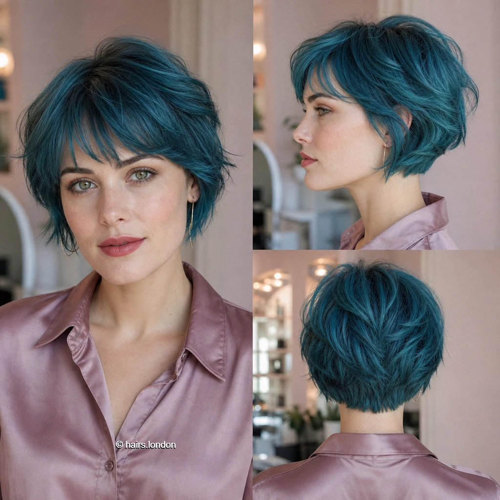 20 Blue and Green Bob Haircuts, From Sleek to Textured Teal Shaggy Bob