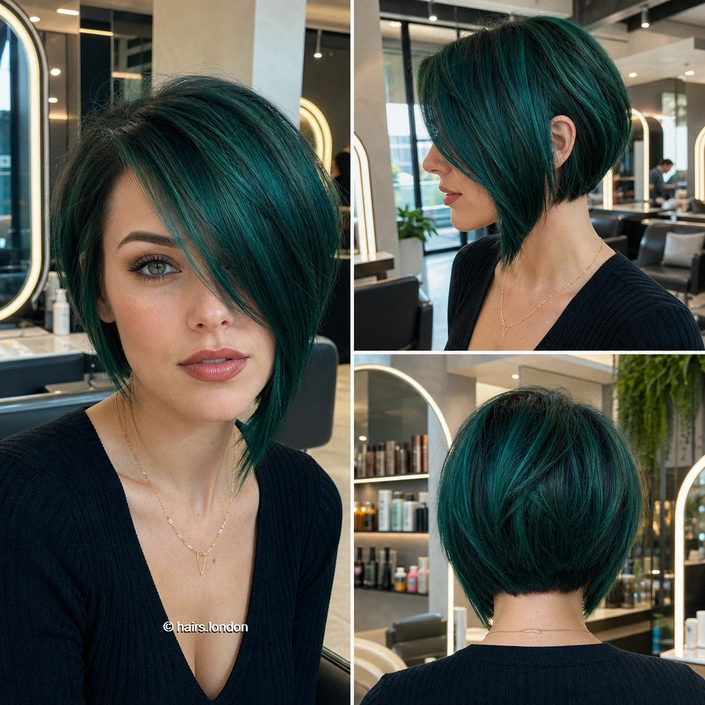 Teal Sidefringe Bob