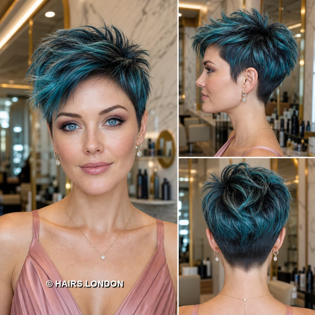 20 Teal Pixie Haircuts, from Spiky Crops to Swept Styles Teal Softswept Pixie