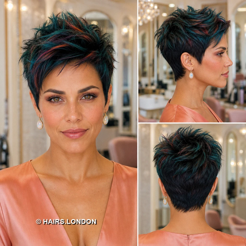 19 Colorful Textured Pixie Cuts with Shape and Movement Teal Streaked Pixie