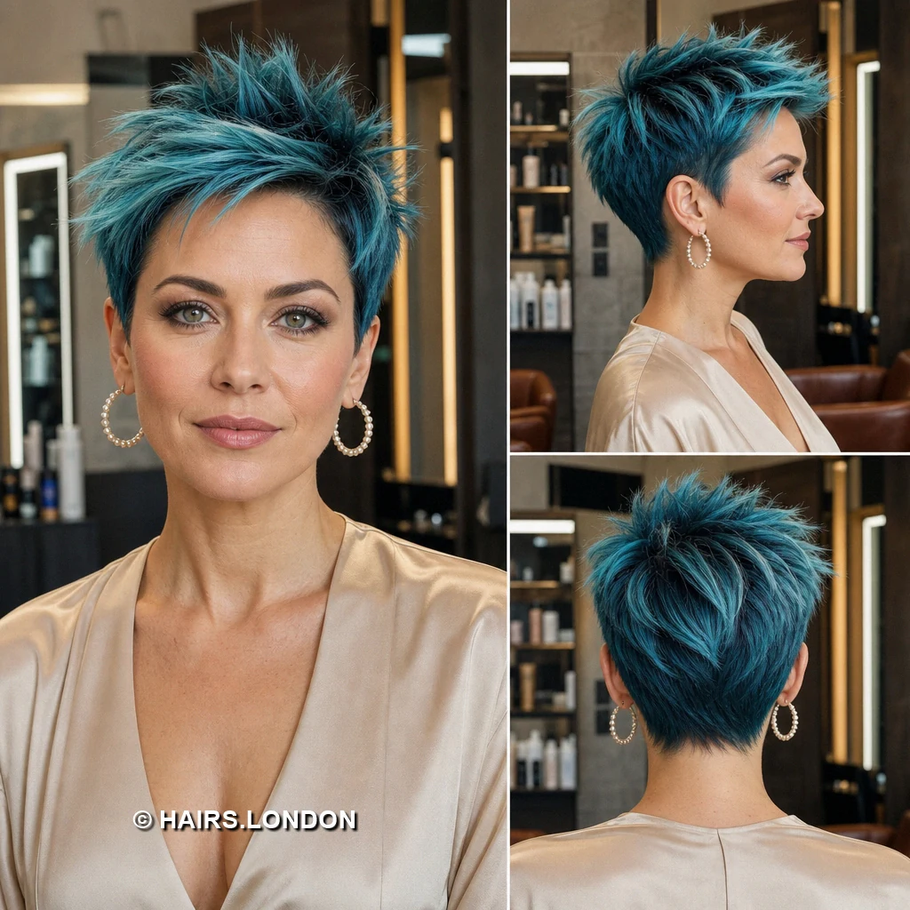 20 Teal Pixie Haircuts, from Spiky Crops to Swept Styles Teal Swept Pixie