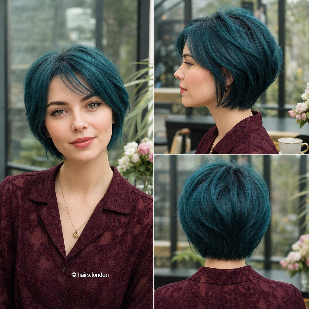 19 Colorful Bob Haircuts, From Pastel Blunt Cuts to Vivid Layered Shapes Teal Textured Bob