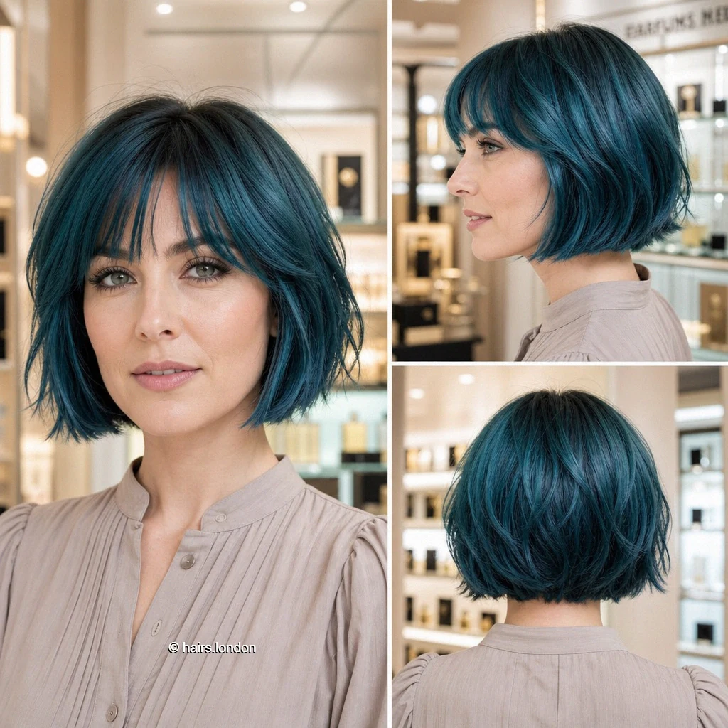 Teal Wispy Bob