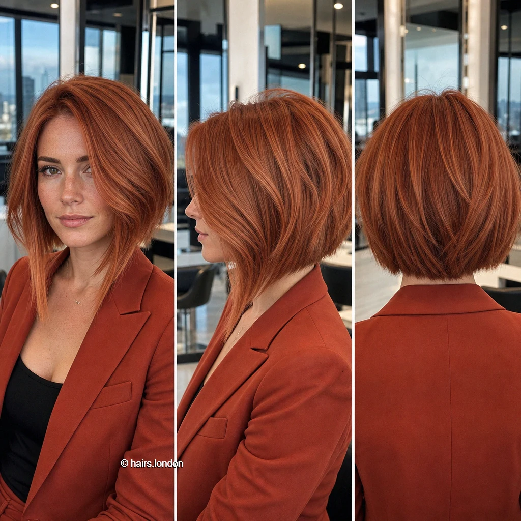 20 Red Bob Haircuts, From Sleek Chin-Length Shapes to Short Layered Cuts Terracotta Angled Bob