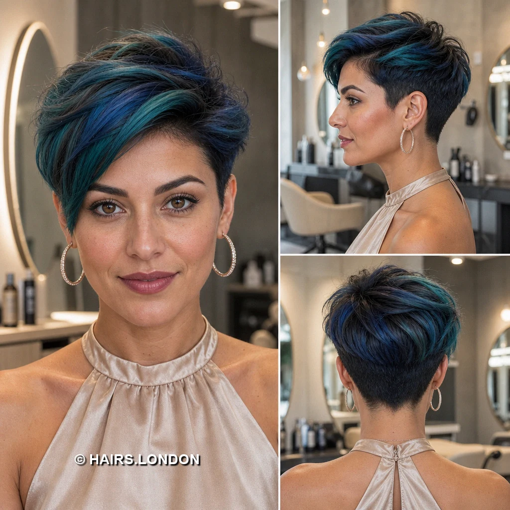 20 Teal Pixie Haircuts, from Spiky Crops to Swept Styles Turquoise Airy Crop