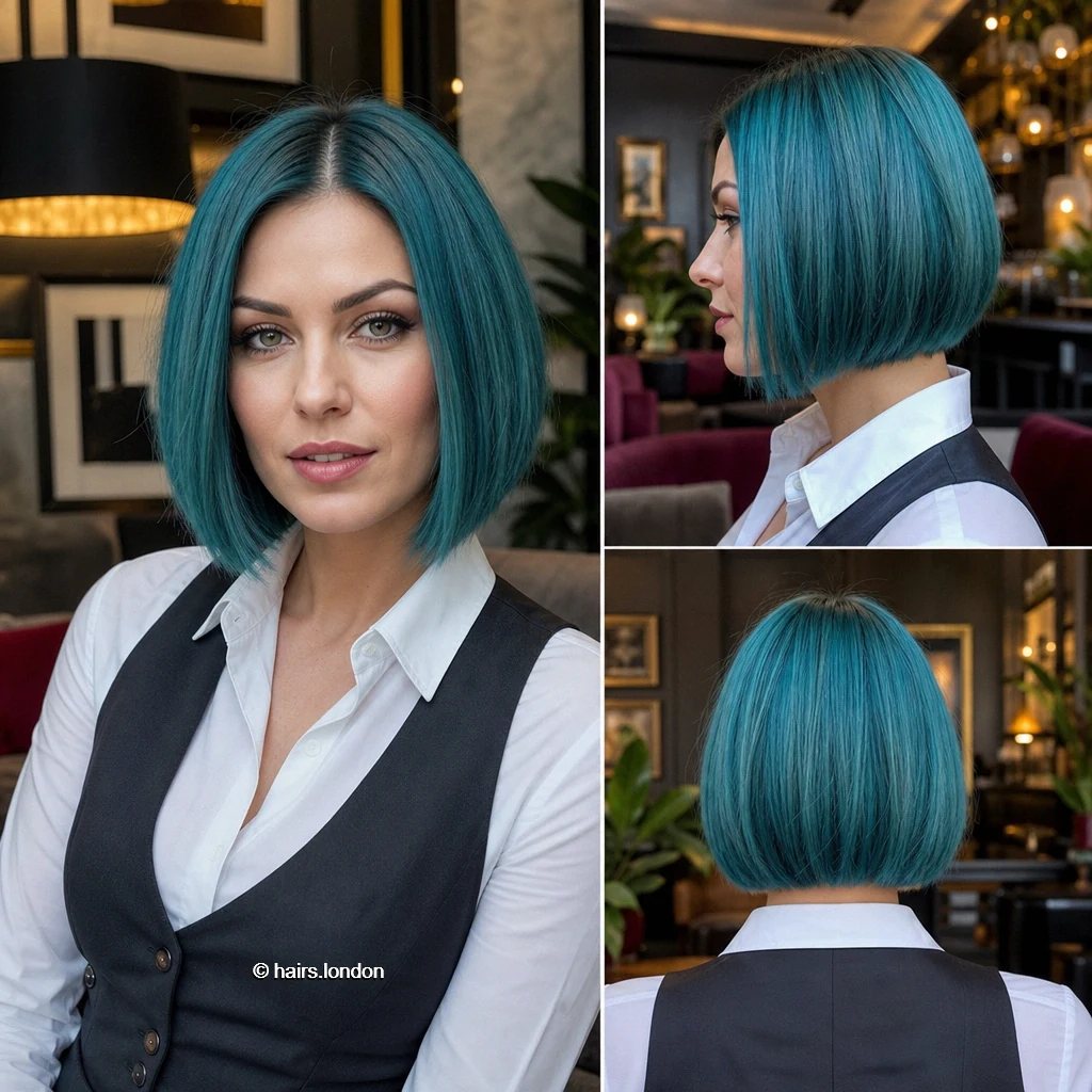 Turquoise Centerpart Bob