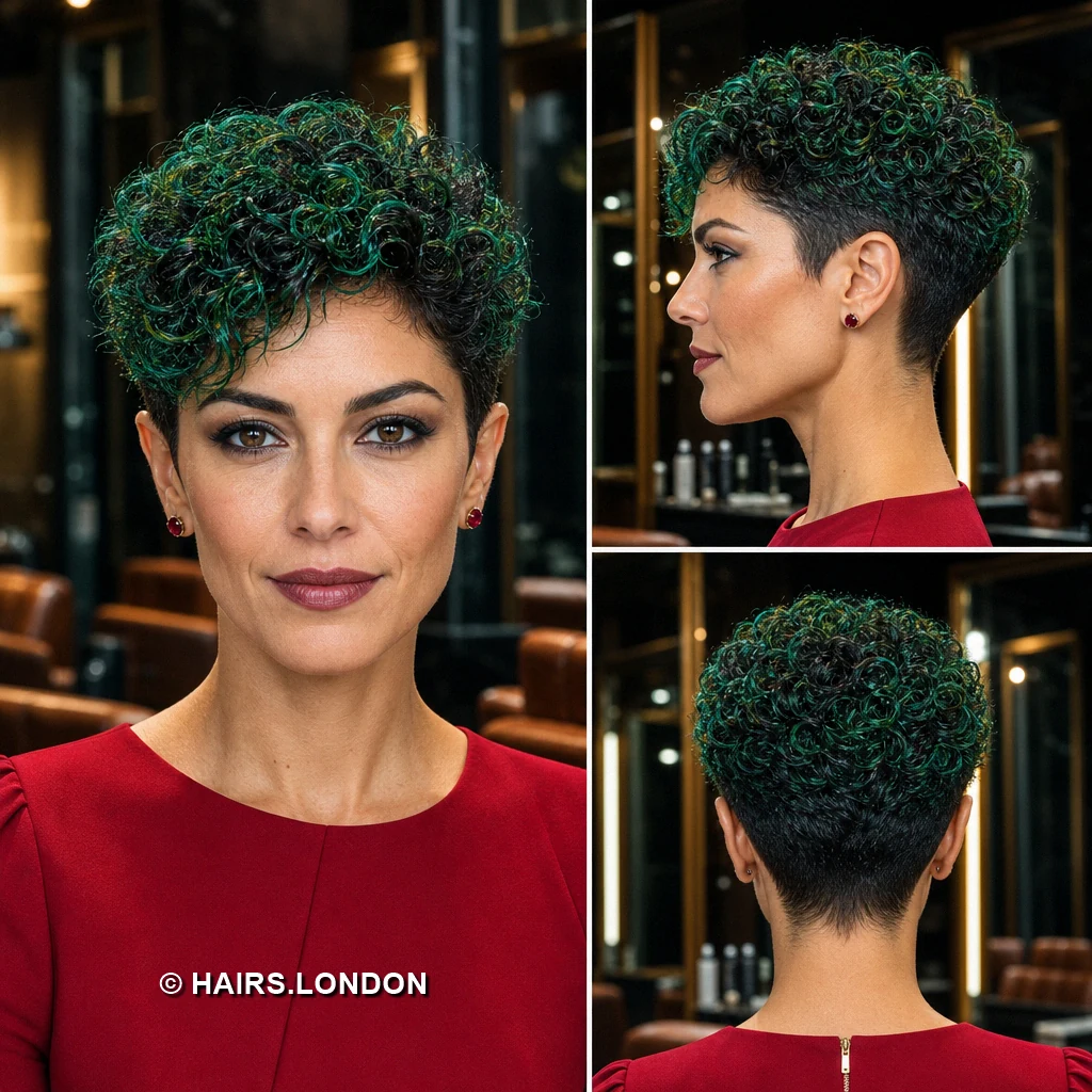 19 Teal Pixie Haircuts With Curls, Texture, and Sculpted Height Turquoise Raised Quiff