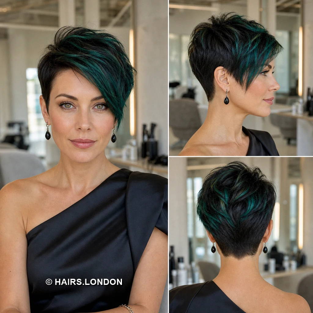 20 Teal Pixie Haircuts, from Spiky Crops to Swept Styles Turquoise Rounded Pixie
