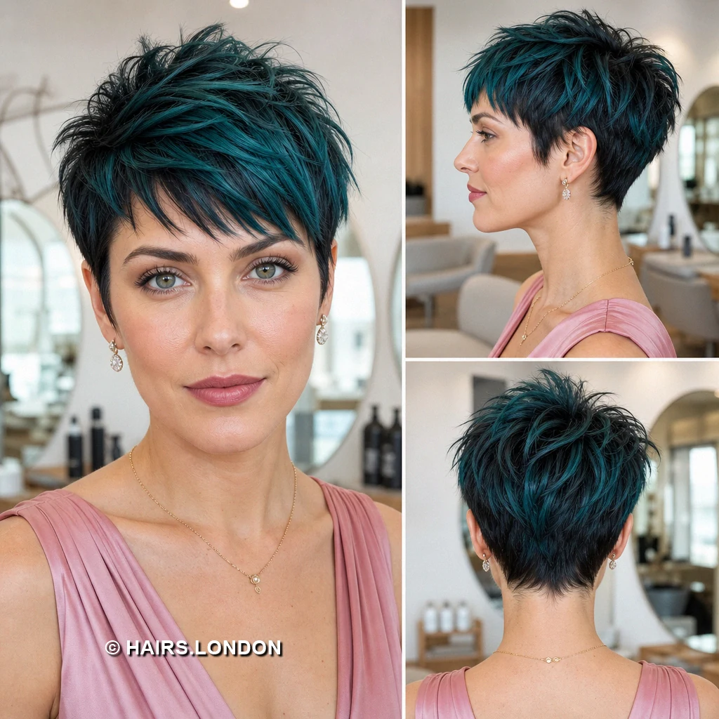 20 Teal Pixie Haircuts, from Spiky Crops to Swept Styles Turquoise Spiked Crop