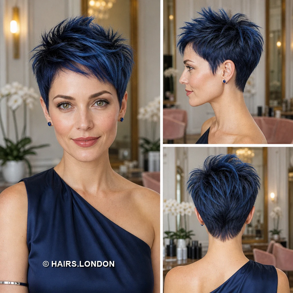 19 Blue Pixie Haircuts with Texture, Swept Fringes, and Teal Details Turquoise Spiky Pixie