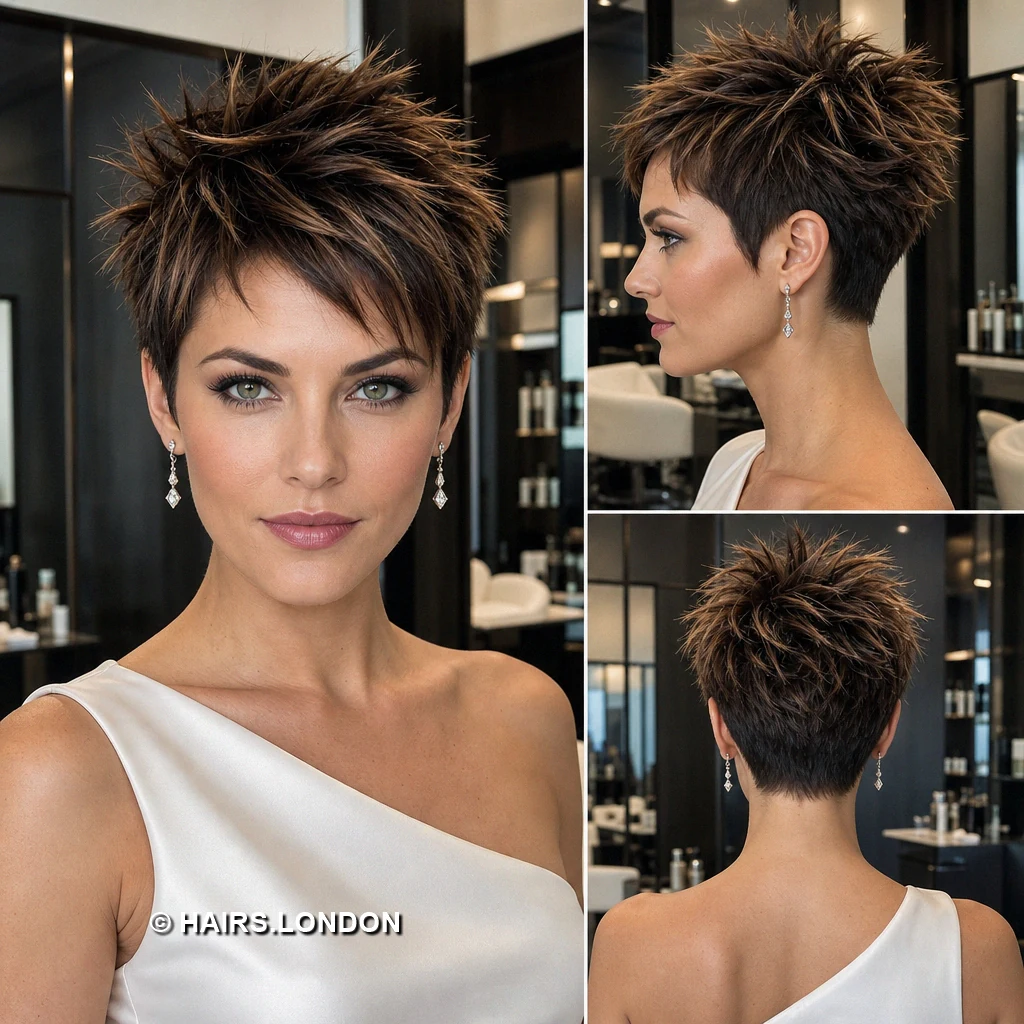 19 Textured Brunette Pixie Cuts with Swept Fringes and Tapered Napes Umber Textured Pixie