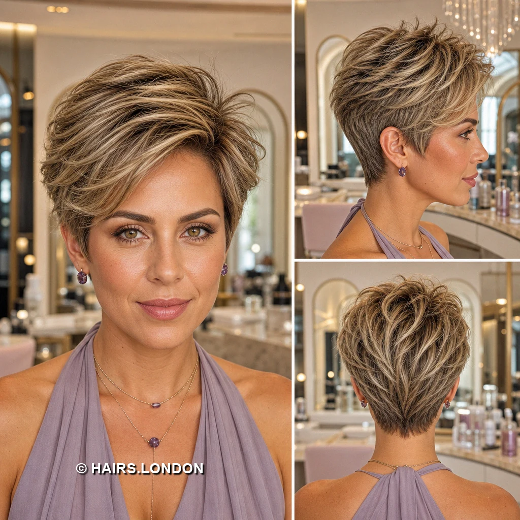 19 Highlighted Pixie Cuts with Swept Fringes and Tapered Napes Vanilla Waved Pixie