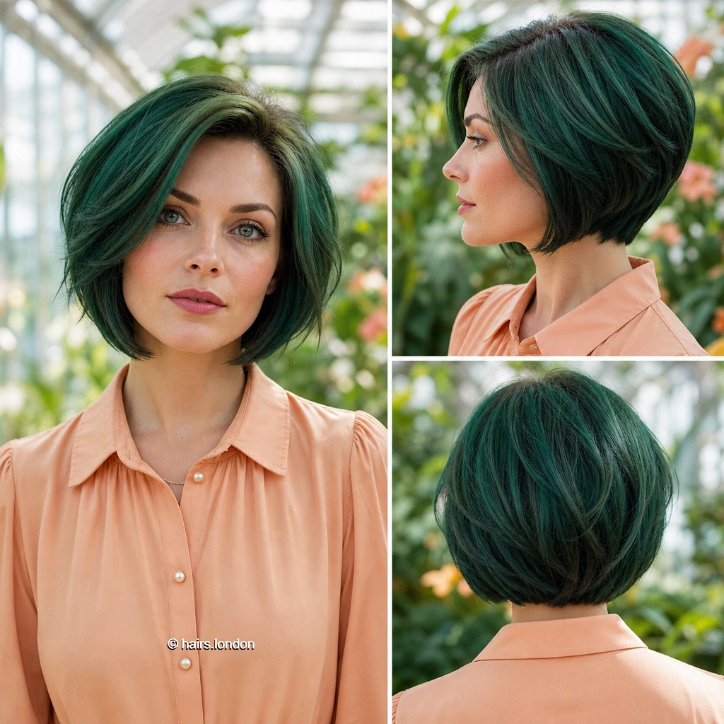20 Teal Bob Haircuts, From Sleek Jaw-Length Shapes to Textured Short Bobs Verdigris Rounded Bob