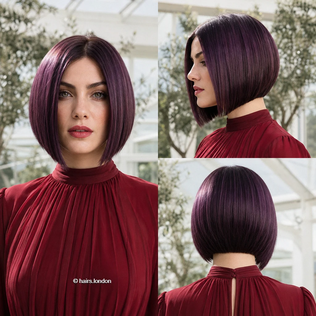 19 Colorful Bob Haircuts, From Pastel Blunt Cuts to Vivid Layered Shapes Violet Aline Bob