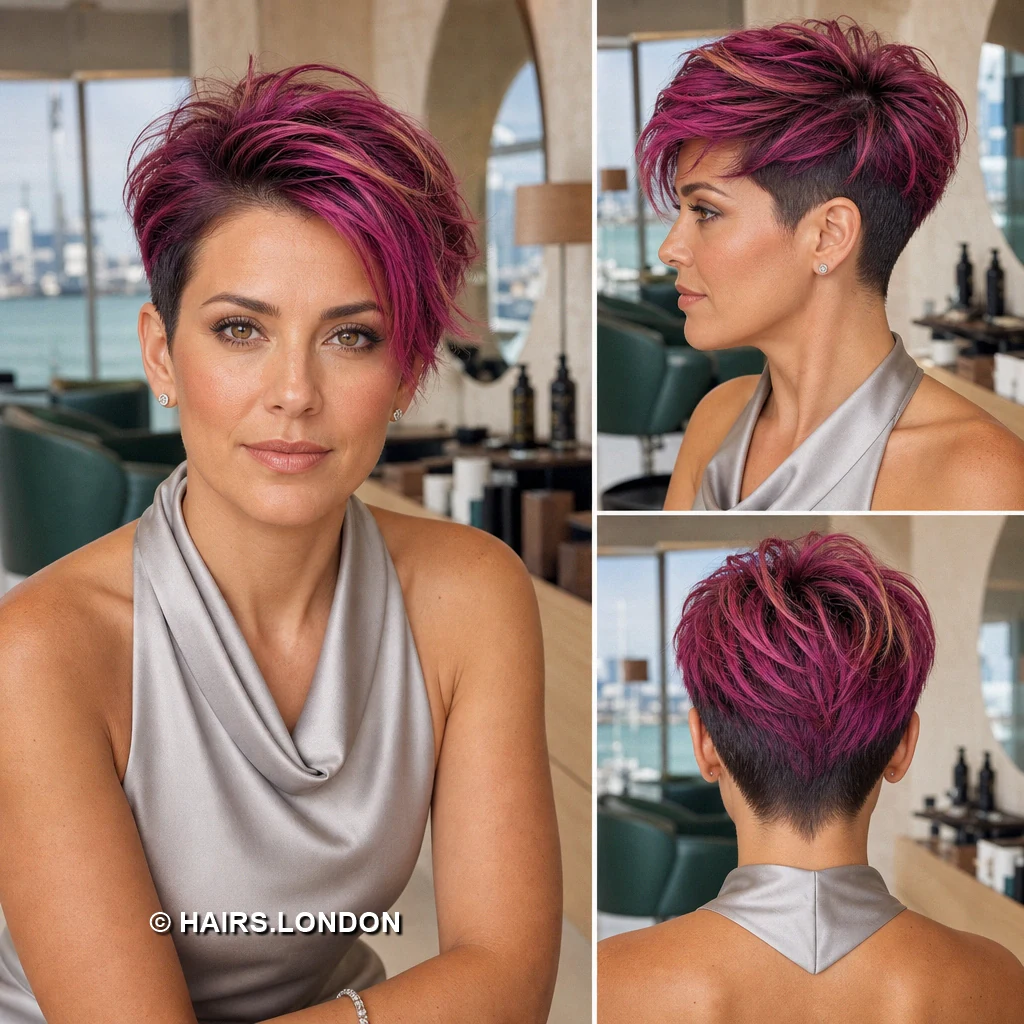 17 Purple Pixie Haircuts with Sweeping Fringes and Textured Crowns Violet Angled Pixie