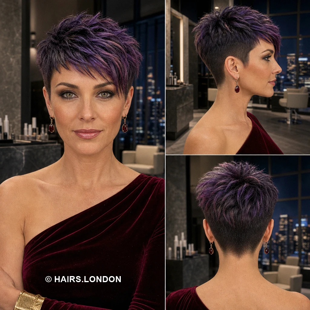 15 Textured Pixie Haircuts With Distinctive Color and Shape Violet Broken Pixie