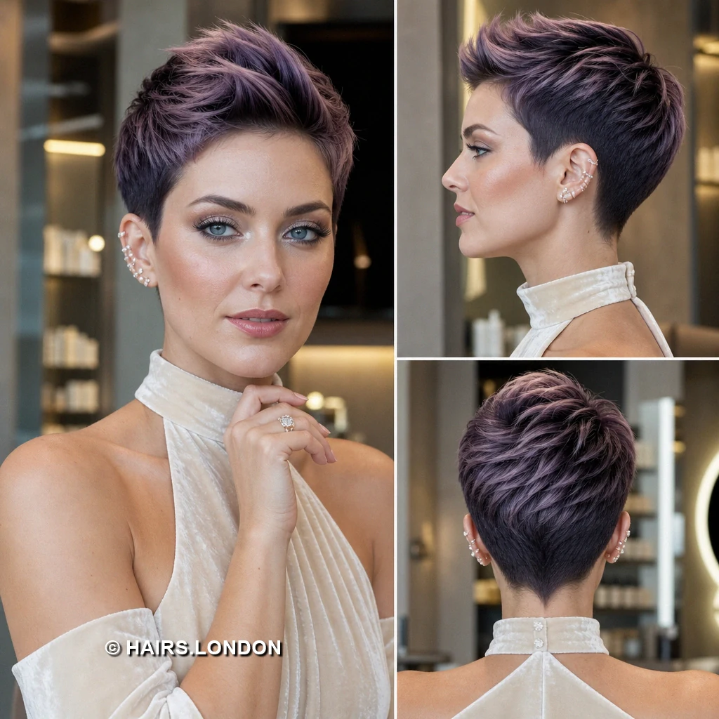19 Pastel Pixie Haircuts With Texture, Shape, and Soft Color Violet Brushed Pixie