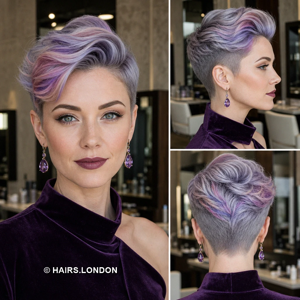 19 Lavender and Purple Pixie Haircuts With Shape, Texture, and Color Violet Crown Sweep