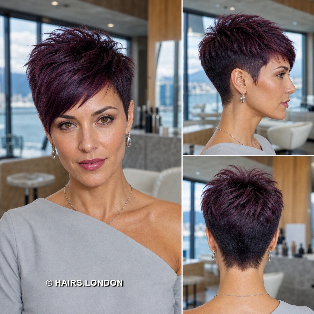 17 Purple Pixie Haircuts with Sweeping Fringes and Textured Crowns Violet Draped Pixie