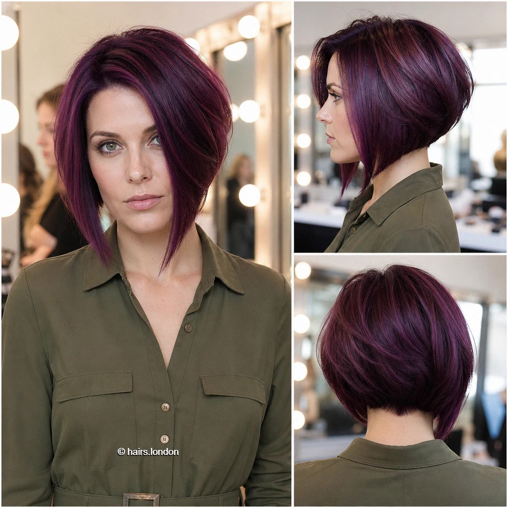 22 Red and Plum Bob Haircuts, from Sleek Lines to Textured Layers Violet Sculpted Bob