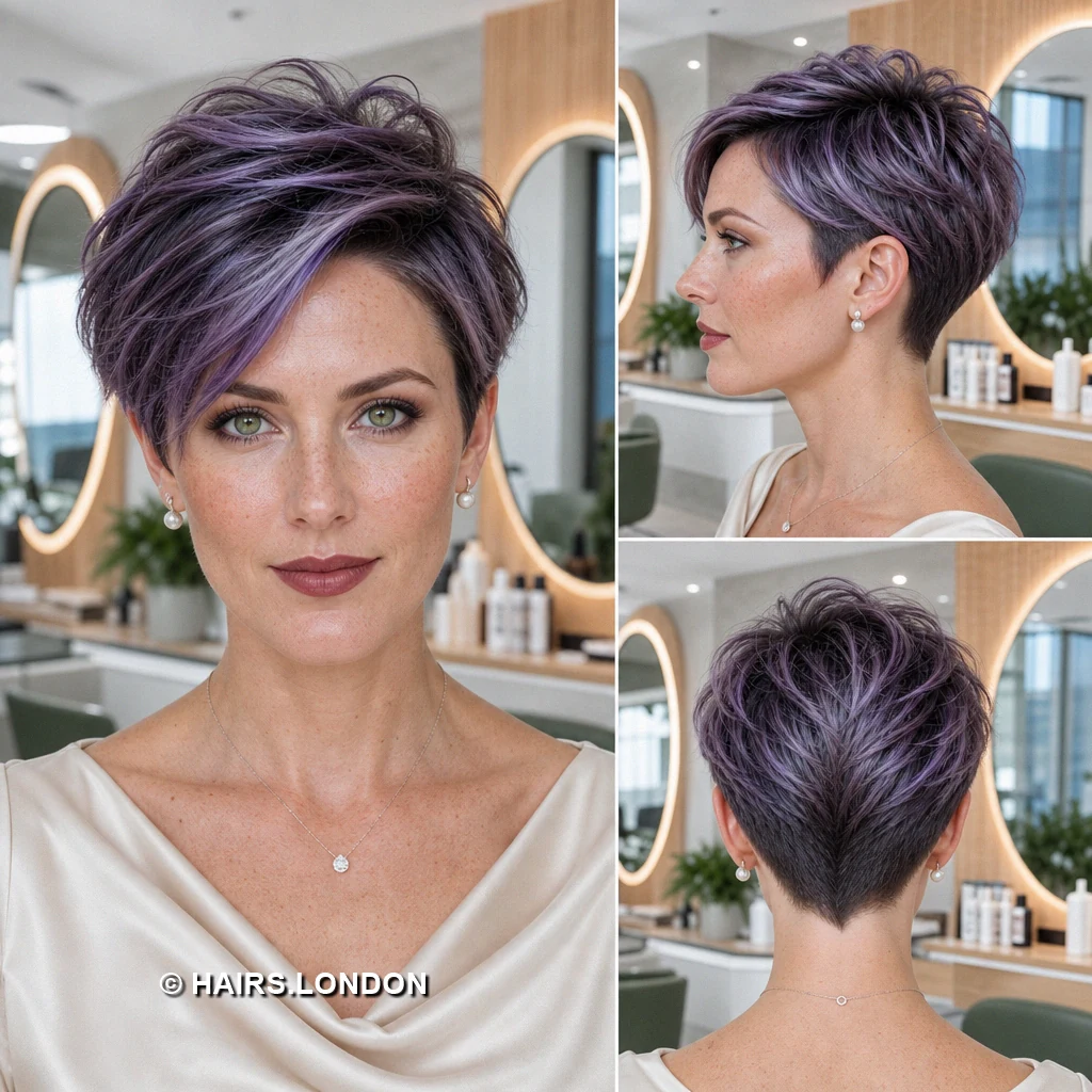 Purple Pixie Haircuts: 12 Ways to Wear a Tapered Crop Violet Sweeping Crop