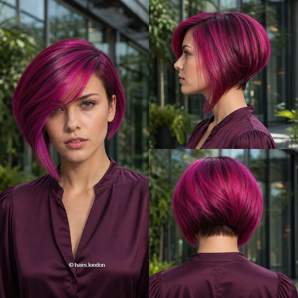 17 Colorful Bob Haircuts, from Sleek Graduated Shapes to Tousled Waves Vividpink Forward Bob