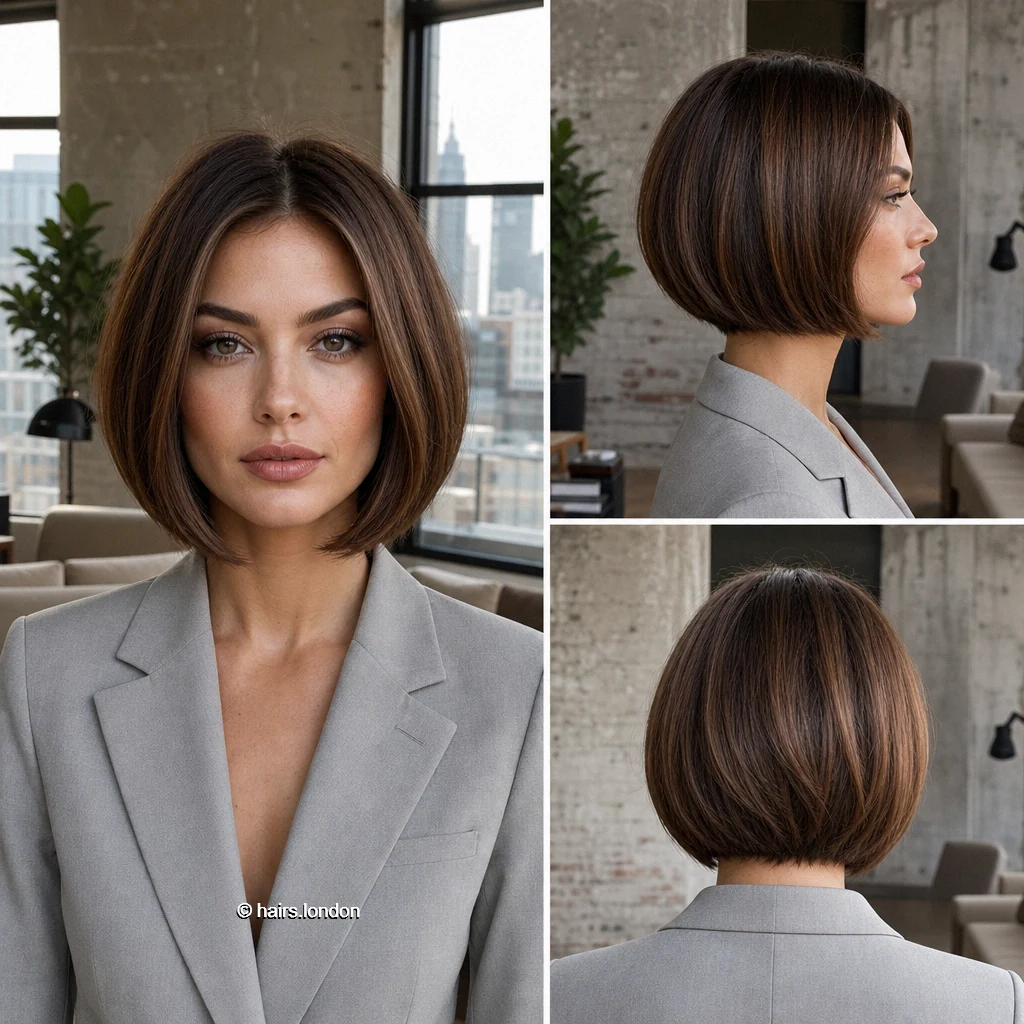 20 Brown Bob Haircuts: Rounded, Layered, Wavy and Angled Ideas Walnut Aline Cut
