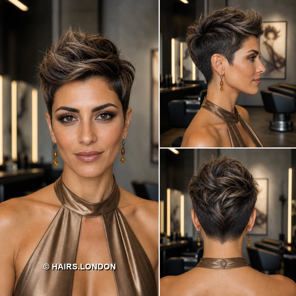 18 Textured Pixie Cuts with Swept Fringes, Lifted Crowns, and Tapered Napes Walnut Broken Fringe