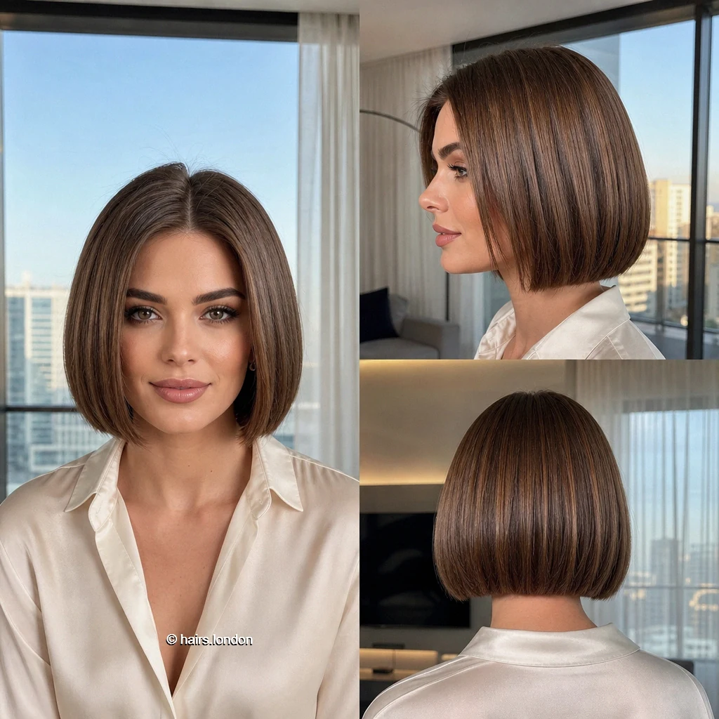 20 Brown Bob Haircuts: Rounded, Layered, Wavy and Angled Ideas Walnut Curved Cut