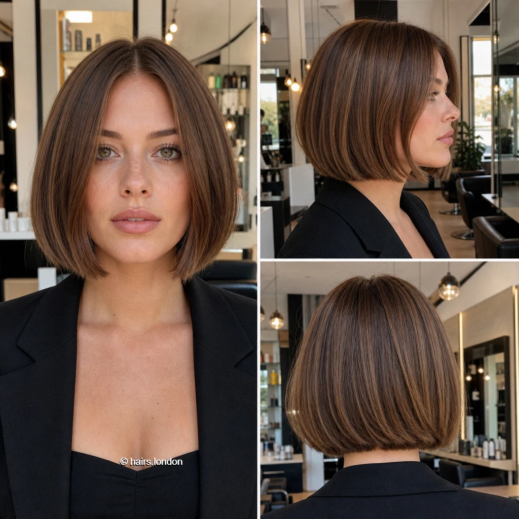 20 Brown Bob Haircuts, From Polished Jaw-Length Cuts to Soft Layered Lobs Walnut Rounded Bob