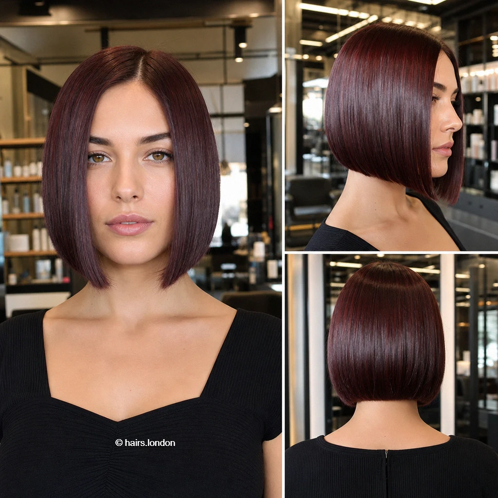 20 Red Bob Haircuts, From Sleek Angles to Textured Layers Wine Centerpart Bob