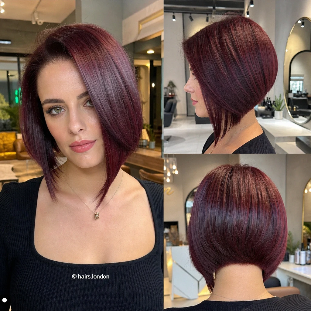 22 Bob Haircut Ideas: Sleek Angles, Soft Layers and Textured Shapes Wine Longfront Sweep