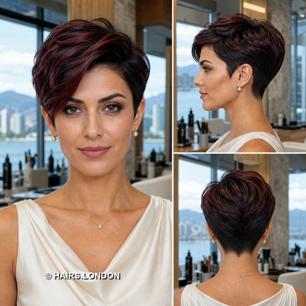 20 Burgundy Pixie Cuts: Swept Fringes, Textured Crowns and Curly Shapes Wine Loosewave Pixie