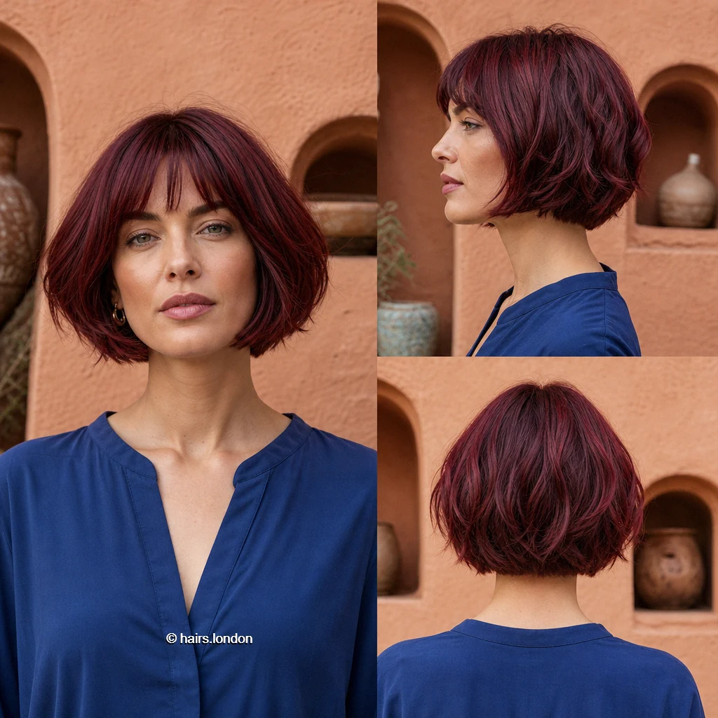20 Bob Haircut Ideas: Rounded, Textured and Fringe Styles Wine Piecey Bob