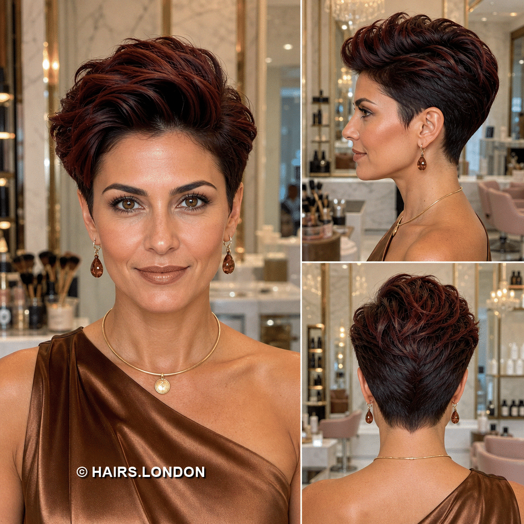 19 Burgundy Pixie Haircuts with Rich Color and Modern Texture wine pompadour pixie