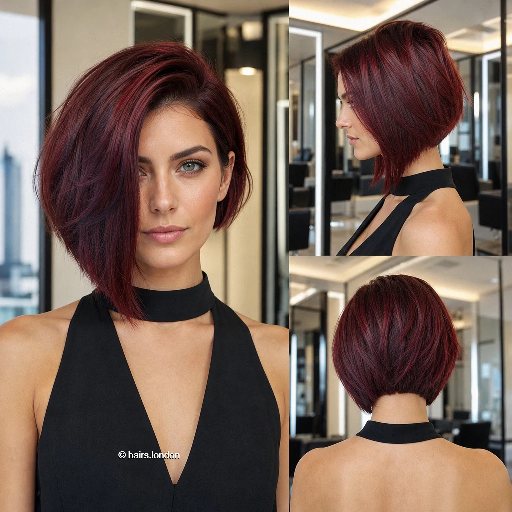 Wine Sideswept Bob