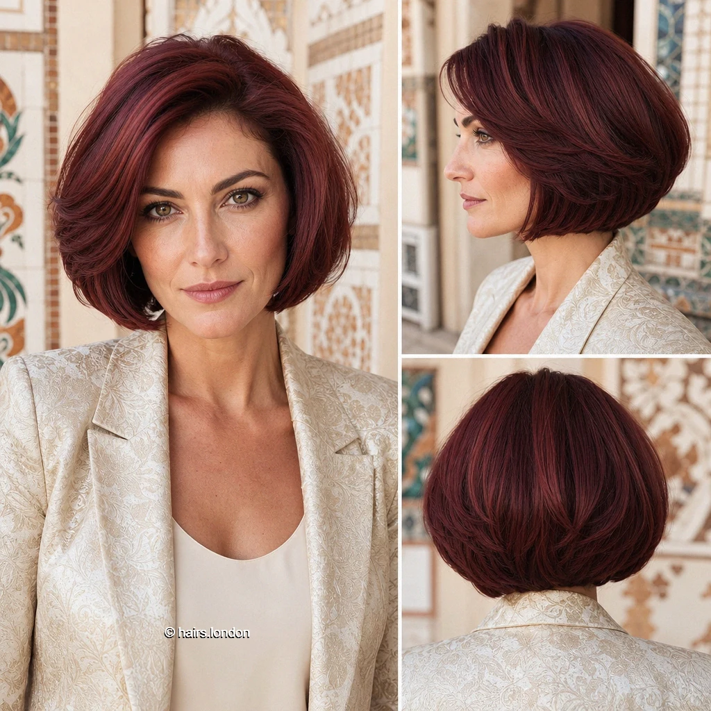 20 Red Bob Haircuts, From Rounded Copper Cuts to Textured Burgundy Styles Wine Swept Bob