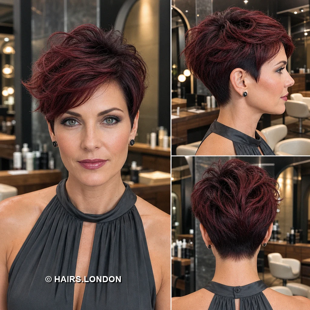 17 Burgundy Pixie Haircuts with Rich Dimension and Modern Texture wine tousled pixie