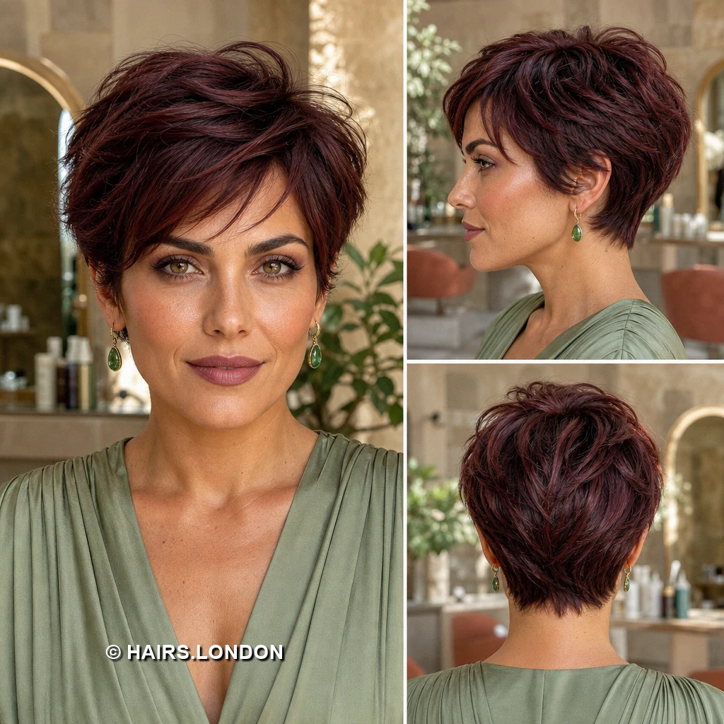 19 Burgundy Pixie Haircuts with Swept Fringe, Texture, and Tapered Napes Wine Wispy Pixie