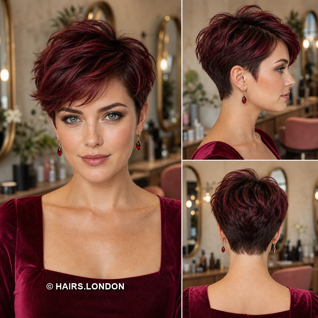 20 Burgundy Pixie Cuts, From Sleek Sweeps to Sculpted Curls Wineblack Sculpted Pixie
